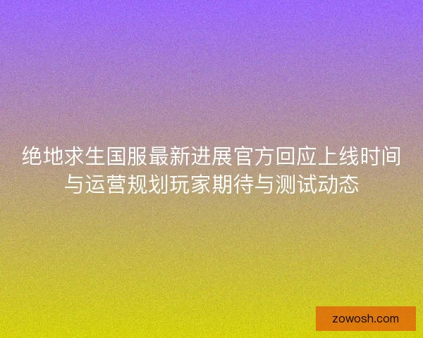 绝地求生国服最新进展官方回应上线时间与运营规划玩家期待与测试动态