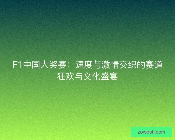 F1中国大奖赛：速度与激情交织的赛道狂欢与文化盛宴