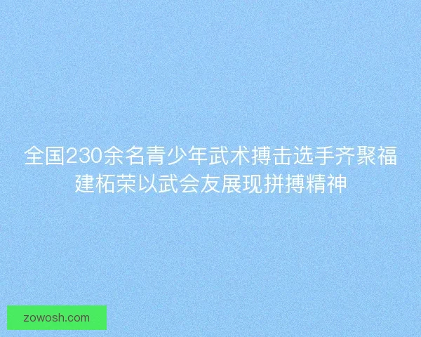 全国230余名青少年武术搏击选手齐聚福建柘荣以武会友展现拼搏精神